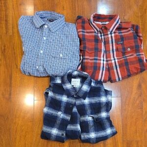 American Eagle Outfitters Men's Plaid Shirt Trio - Blue, Red, Navy